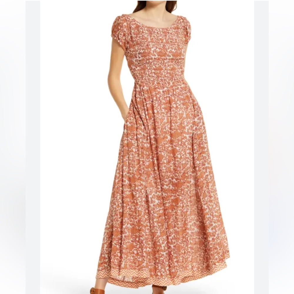 Free People Rust Floral Maxi Dress